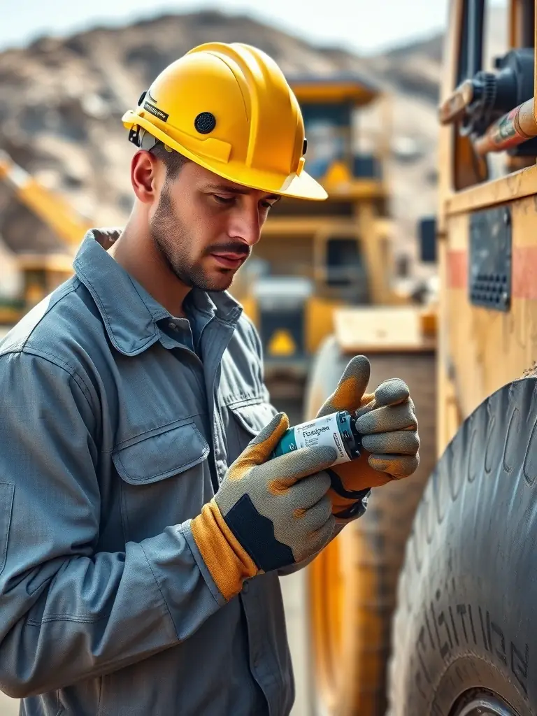 A technician easily swapping a Hydrogien cartridge at a mine site, highlighting the simplicity and speed of the process.
