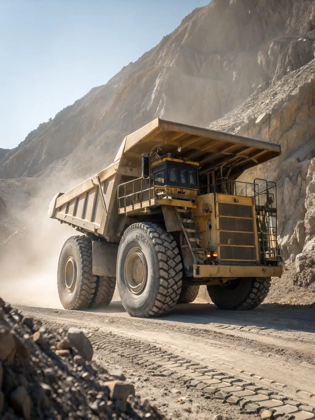 A mining truck with a visible Hydrogien system installed, showcasing the ease of integration and compact design.